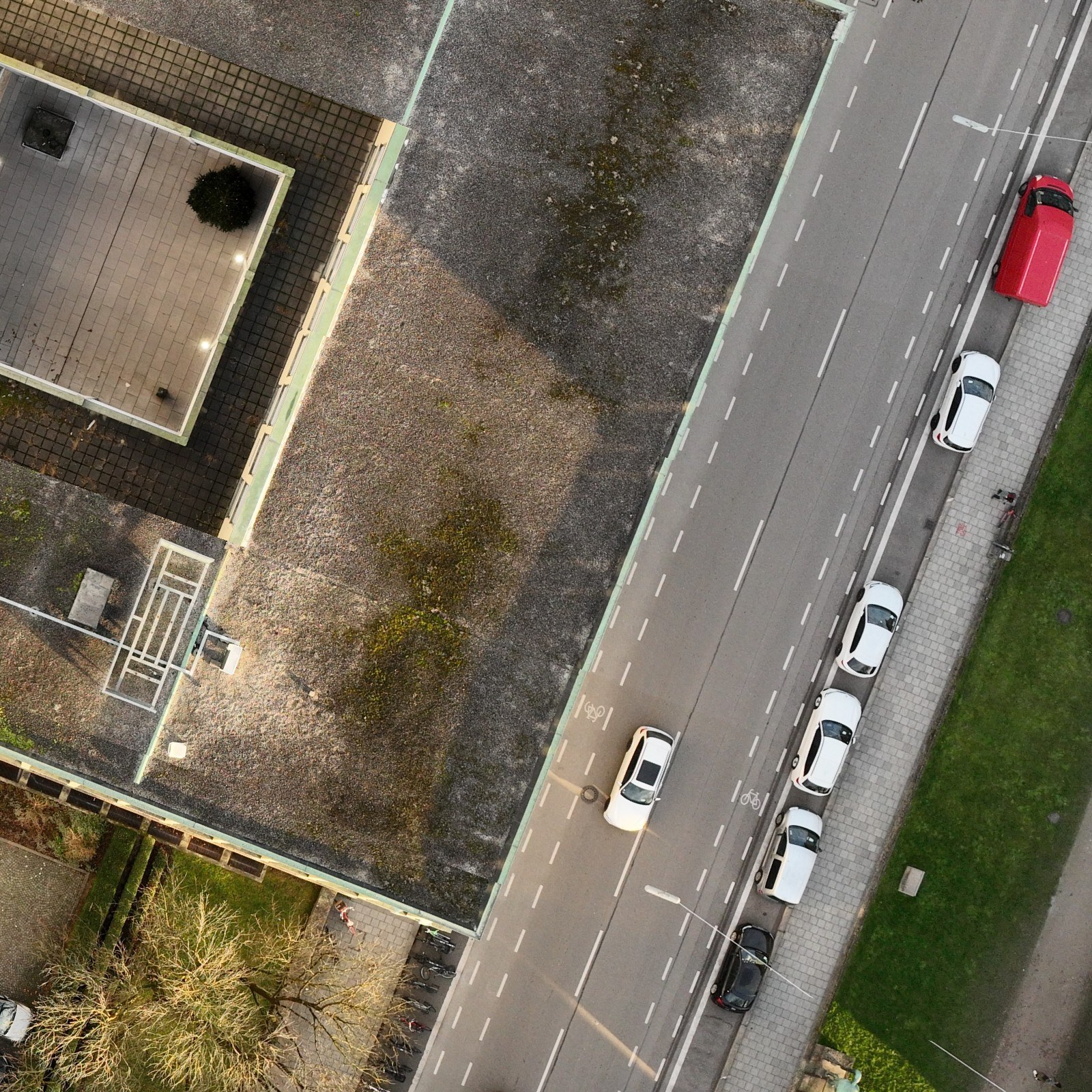 Orthophoto of Arcisstraße at 0.03 m pixel size: lane markings, kerbs and parked cars